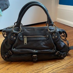 Cynthia Rowley Black Moto Leather Handbag